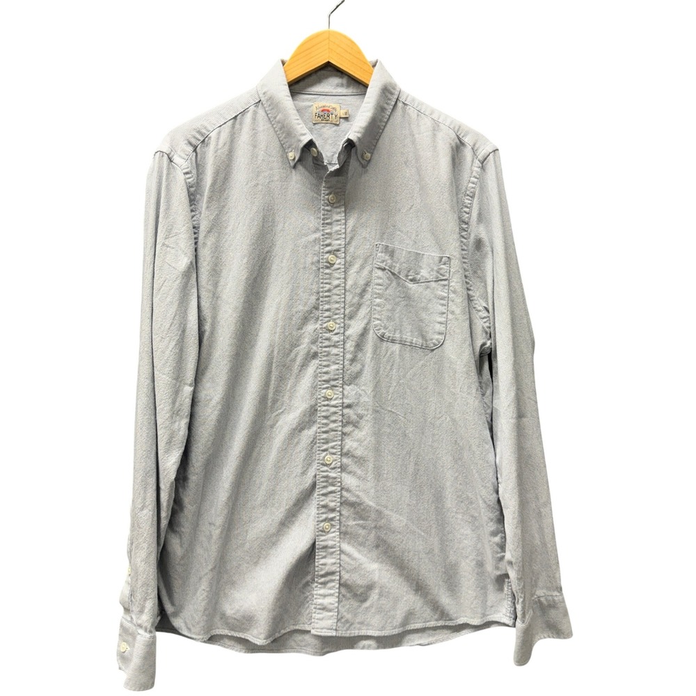Faherty Stretch Oxford Shirt Mens L Button Down Blue Stripe Coastal Classic